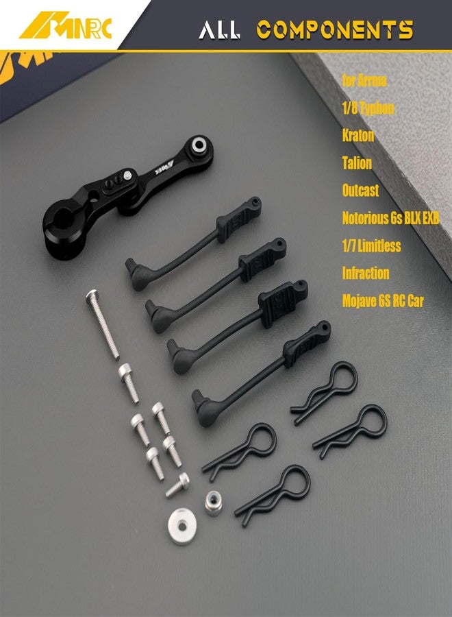 NMNRC Alum 25T Steering Servo Arm Horn & Body Clips for Arrma 1/8 Typhon Kraton Talion Outcast Notorious 6s BLX EXB 1/7 Limitless Infraction Mojave 6S RC Car Upgrades Part Black - Image 3